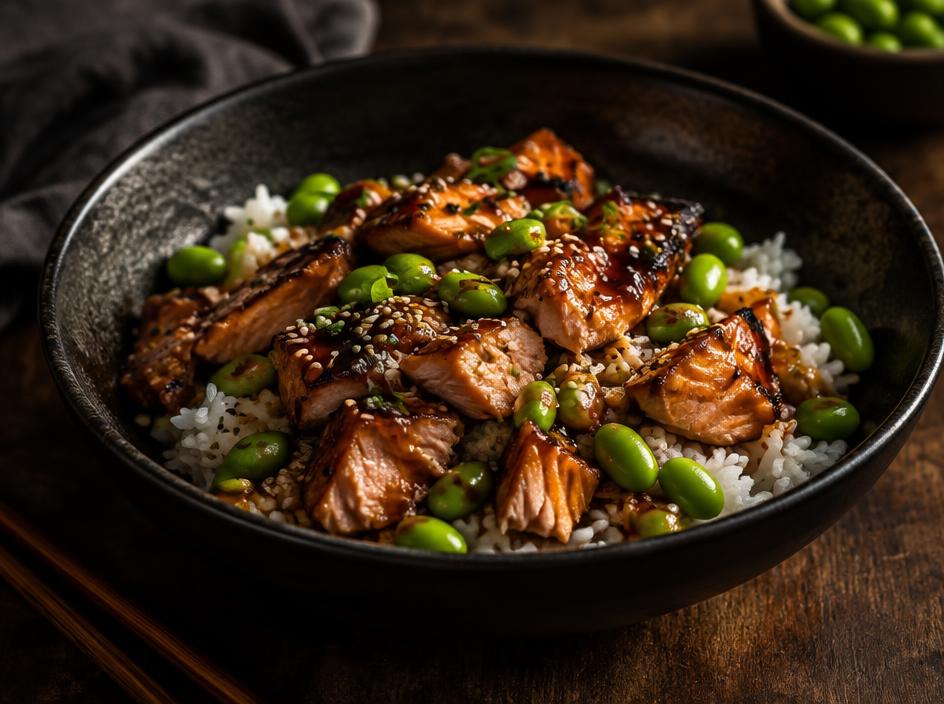 Teriyaki salmon bowl